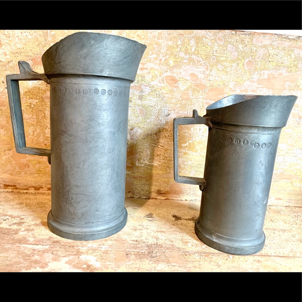 Antique Pewter Beer Pitchers